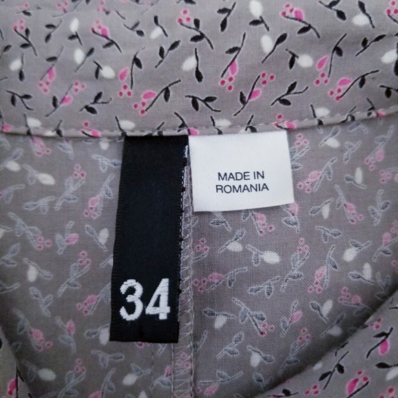 Cottagecore Floral Gray Button-Up Dress Size 34 XS - Picture 7 of 11